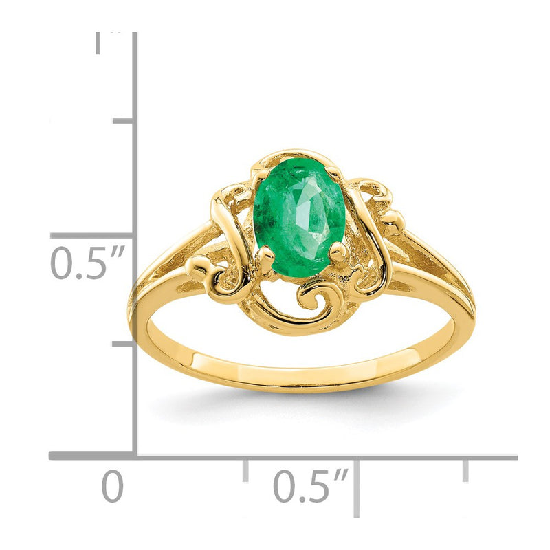 14K Yellow Gold 7x5mm Oval Emerald ring
