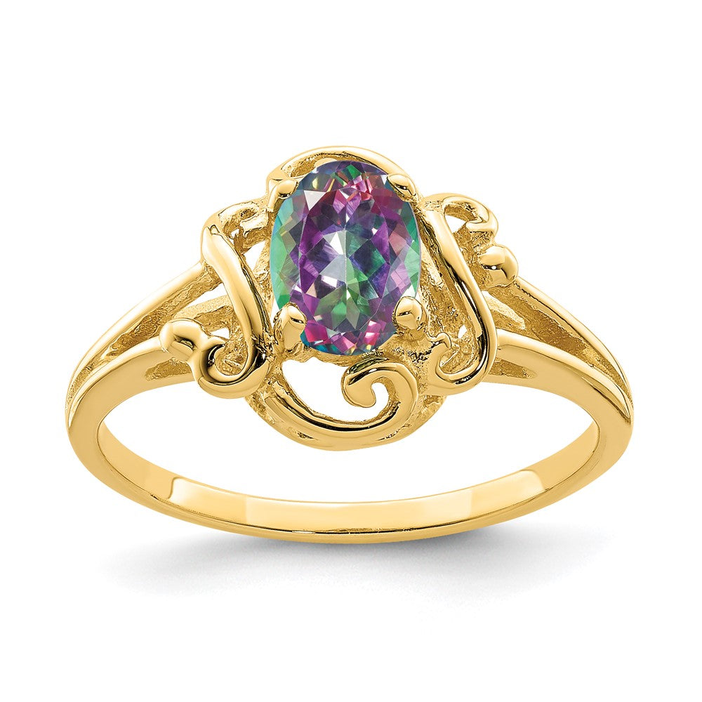 14K Yellow Gold Mystic Fire Ring