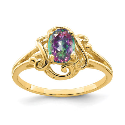 14K Yellow Gold Mystic Fire Ring