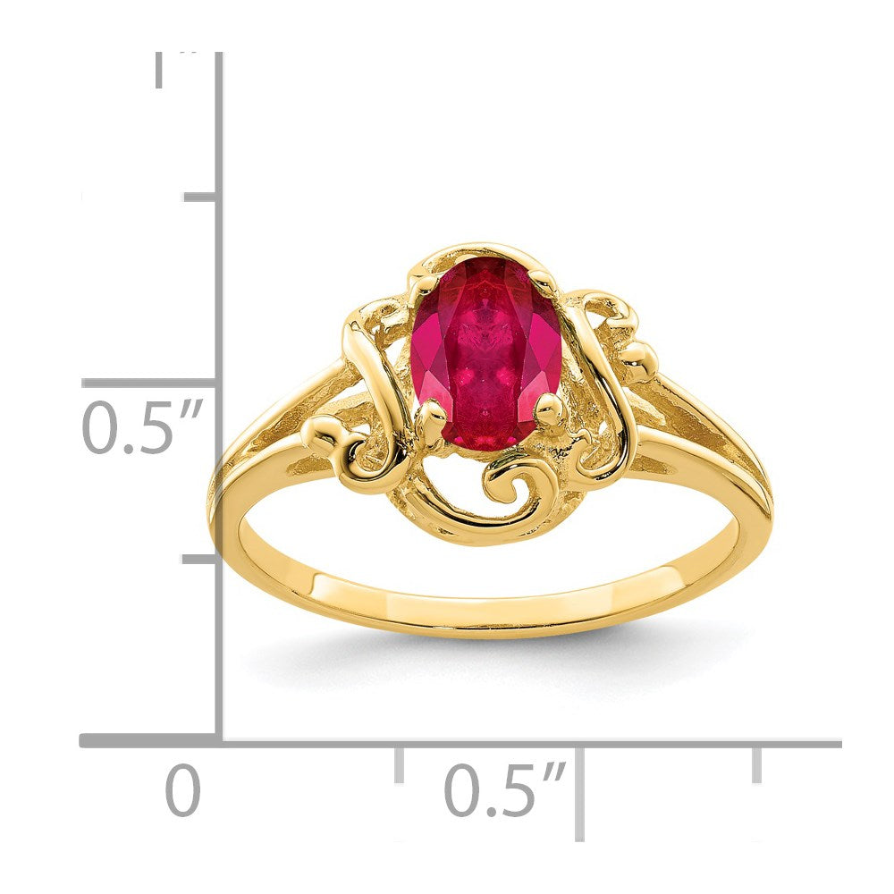 14K Yellow Gold 7x5mm Oval Ruby ring