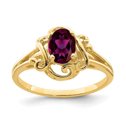 14k Yellow Gold 7x5mm Oval Rhodolite Garnet ring