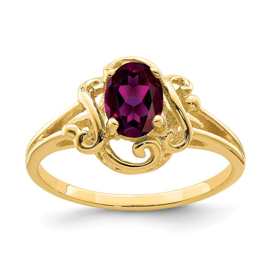 14k Yellow Gold 7x5mm Oval Rhodolite Garnet ring
