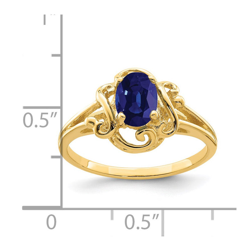 14K Yellow Gold 7x5mm Oval Sapphire ring