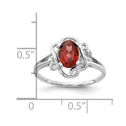 Solid 14k White Gold Simulated Garnet Ring