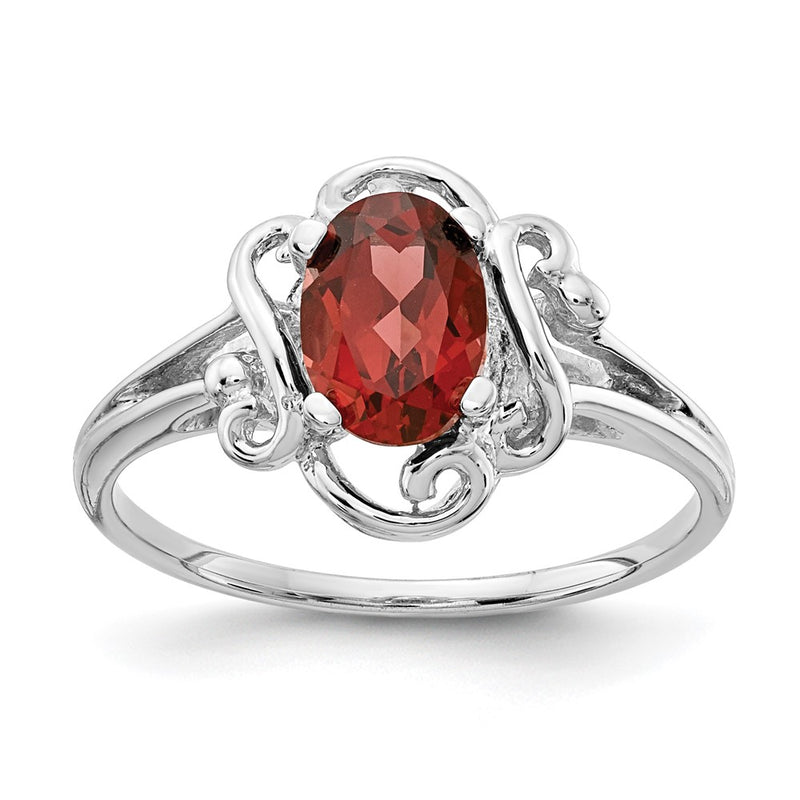 Solid 14k White Gold Simulated Garnet Ring