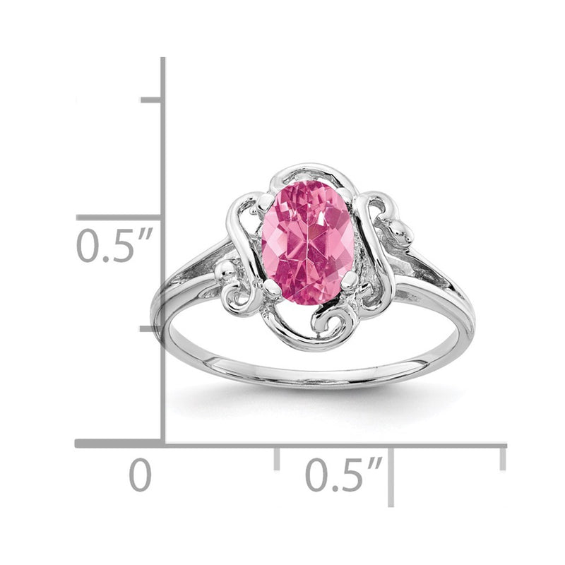 14k White Gold 7x5mm Oval Pink Tourmaline ring