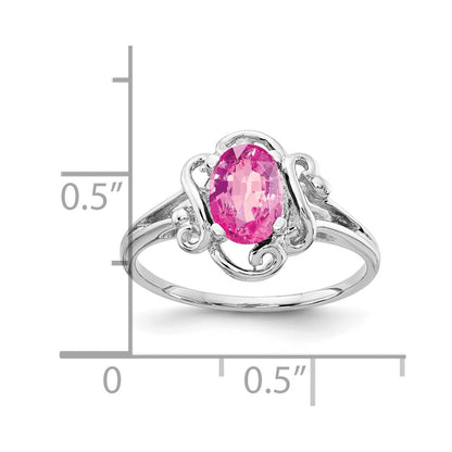 14k White Gold 7x5mm Oval Pink Sapphire ring
