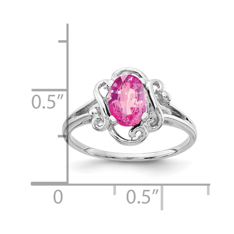 14k White Gold 7x5mm Oval Pink Sapphire ring