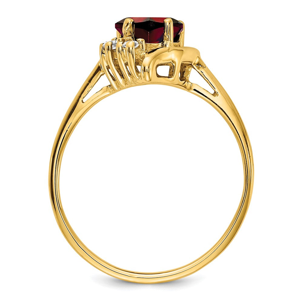 14k Yellow Gold 6mm Heart Garnet AAA Diamond ring
