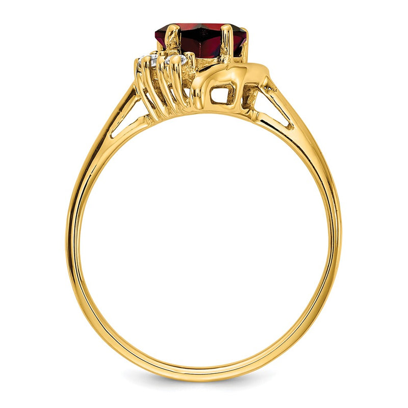 14k Yellow Gold 6mm Heart Garnet AAA Diamond ring