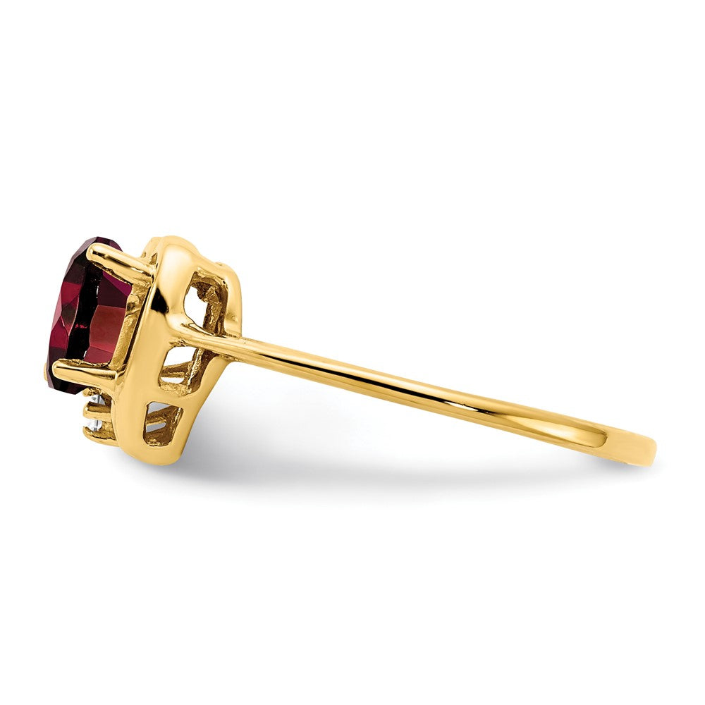 14k Yellow Gold 6mm Heart Garnet AAA Diamond ring