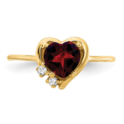 14k Yellow Gold 6mm Heart Garnet AAA Diamond ring
