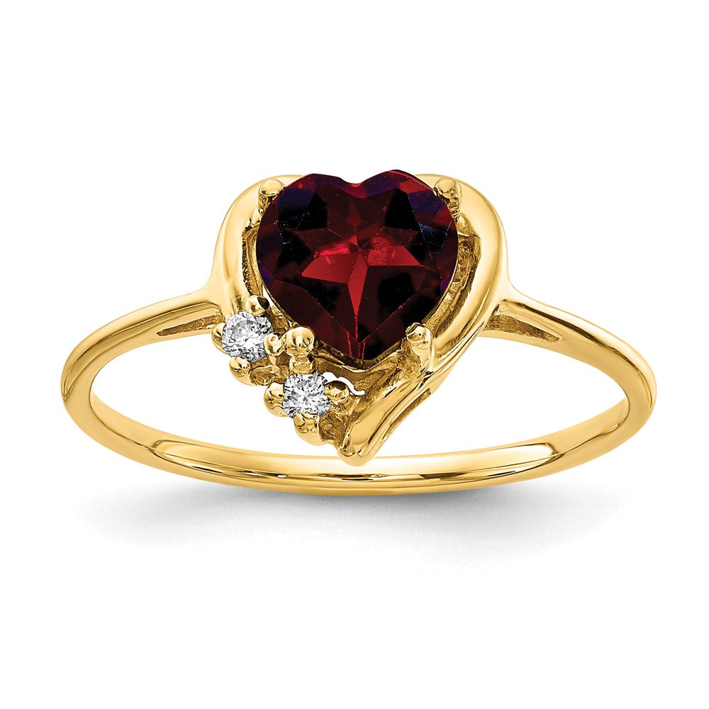 14K Yellow Gold Garnet Real Diamond ring