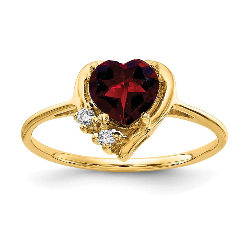 14K Yellow Gold Garnet Real Diamond ring
