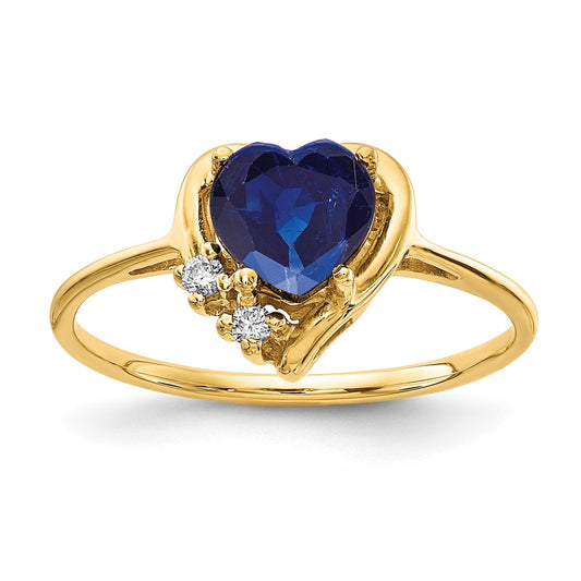 14K Yellow Gold 6mm Heart Sapphire A Real Diamond ring