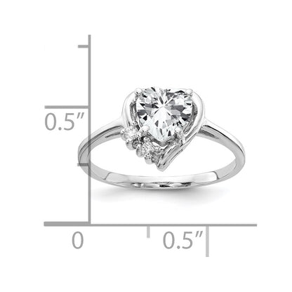 14k White Gold 6mm Heart Cubic Zirconia A Diamond ring