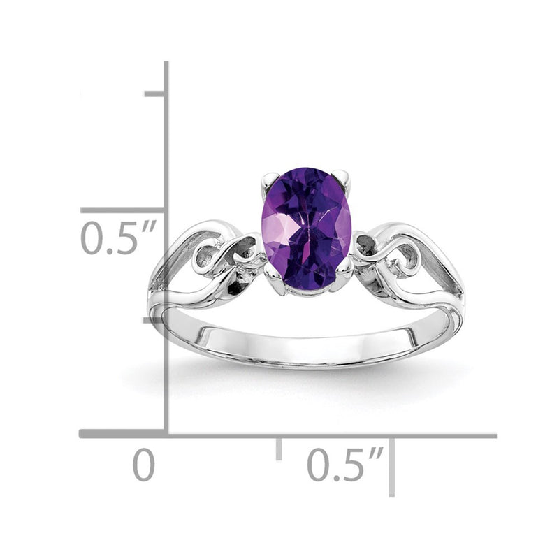14k White Gold 8x6mm Oval Amethyst Checker ring