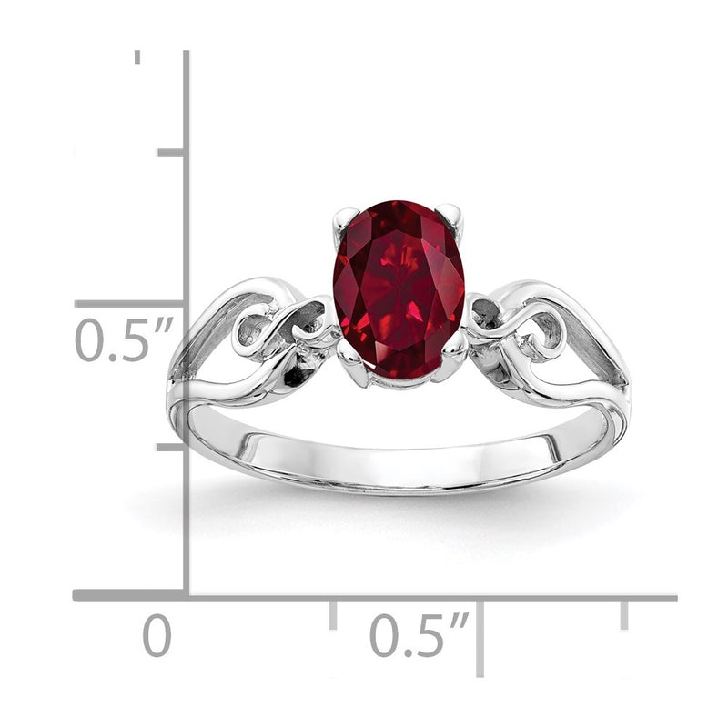 14k White Gold 8x6mm Oval Created Ruby ring
