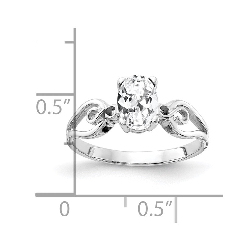 14k White Gold 8x6mm Oval Cubic Zirconia ring