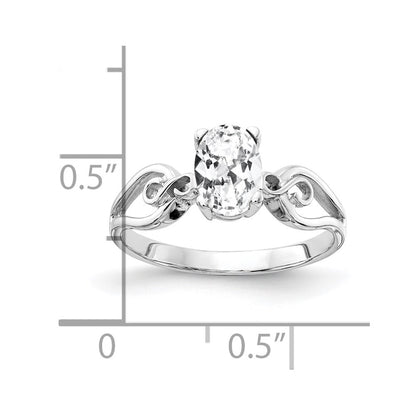 14k White Gold 8x6mm Oval Cubic Zirconia ring