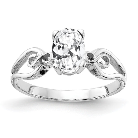 14k White Gold 8x6mm Oval Cubic Zirconia ring