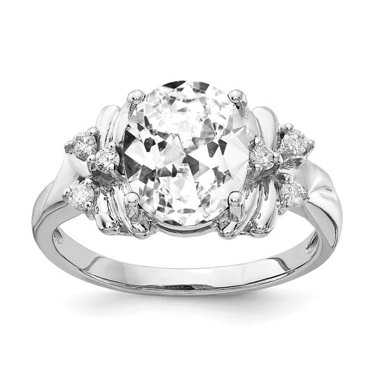 Solid 14k White Gold 10x8mm Oval Cubic Zirconia AAA Simulated CZ Ring