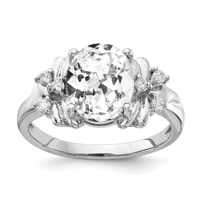 Solid 14k White Gold 10x8mm Oval Cubic Zirconia AA Simulated CZ Ring