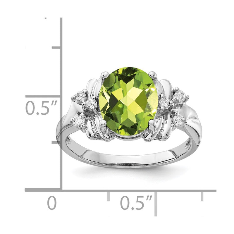 14k White Gold 10x8mm Oval Peridot VS Real Diamond ring