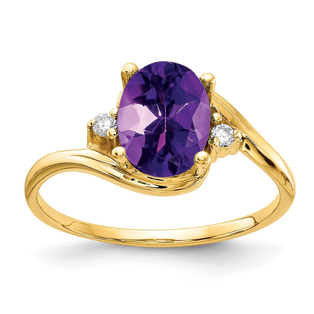 14K Yellow Gold 8x6mm Oval Amethyst Checker A Real Diamond ring