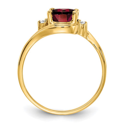 14K Yellow Gold 8x6mm Oval Garnet Checker VS Real Diamond ring