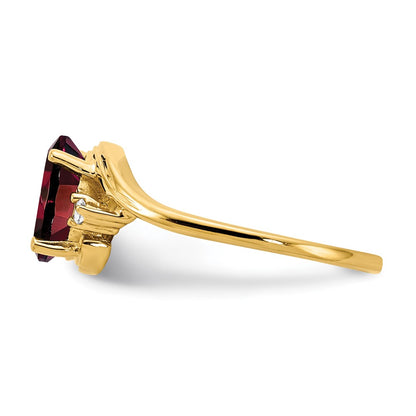 14K Yellow Gold 8x6mm Oval Garnet Checker VS Real Diamond ring