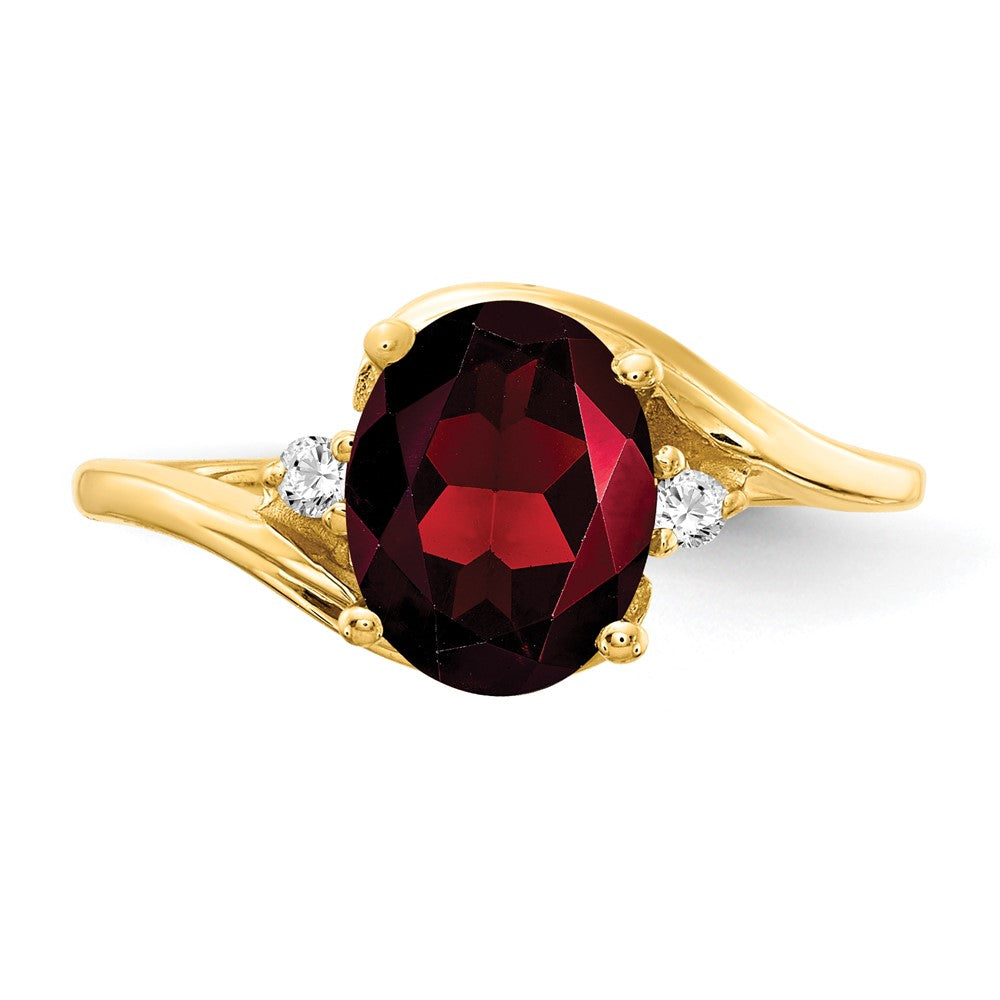 14K Yellow Gold 8x6mm Oval Garnet Checker VS Real Diamond ring