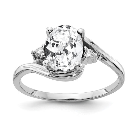 14k White Gold 8x6mm Oval Cubic Zirconia VS Diamond Ring