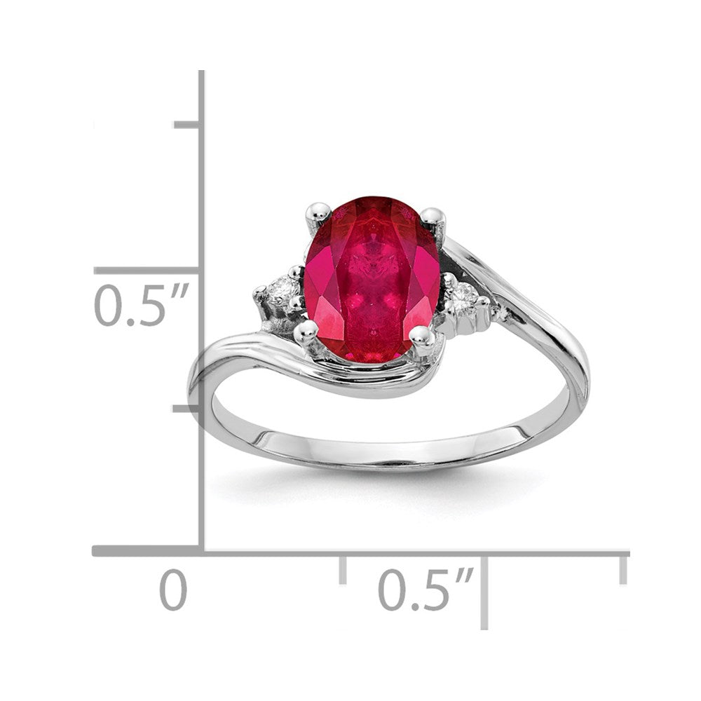 14k White Gold 8x6mm Oval Ruby A Real Diamond ring