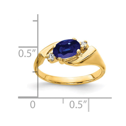 14K Yellow Gold 7x5mm Oval Sapphire A Real Diamond ring