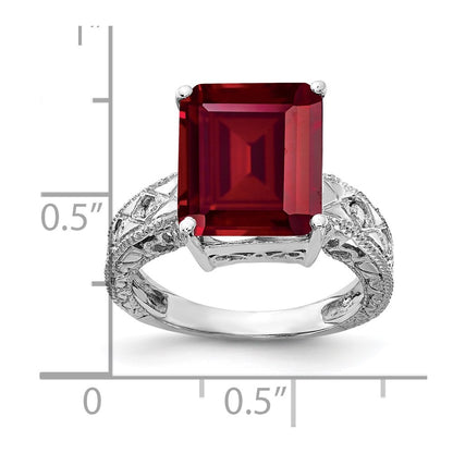 14k White Gold 12x10mm Emerald Cut Created Ruby A Real Diamond ring