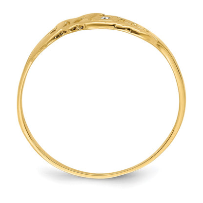 14k Yellow Gold AAA Diamond Mom Ring