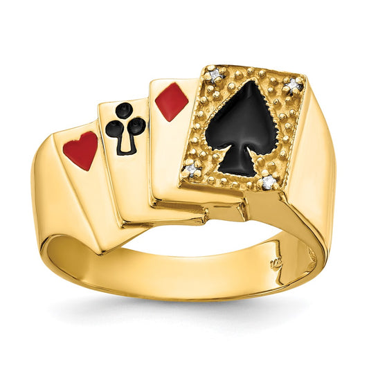 14k Yellow Gold AA Diamond mens ring