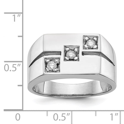 14k White Gold AAA Real Diamond men's ring