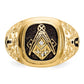 14k Yellow Gold Polished Antiqued and Nugget Texture AA Quality Diamond Masonic Ring