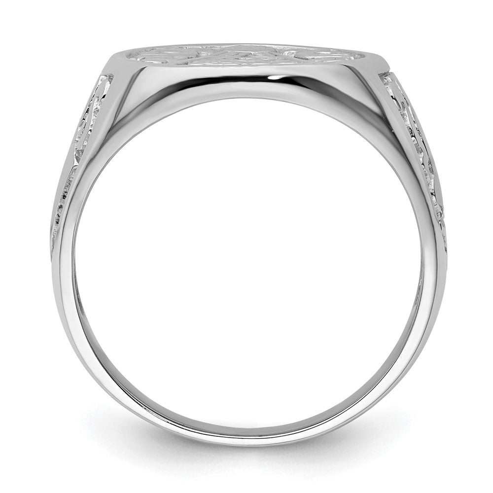 14k White Gold Mens Polished and Grooved (No Enamel) Masonic Ring