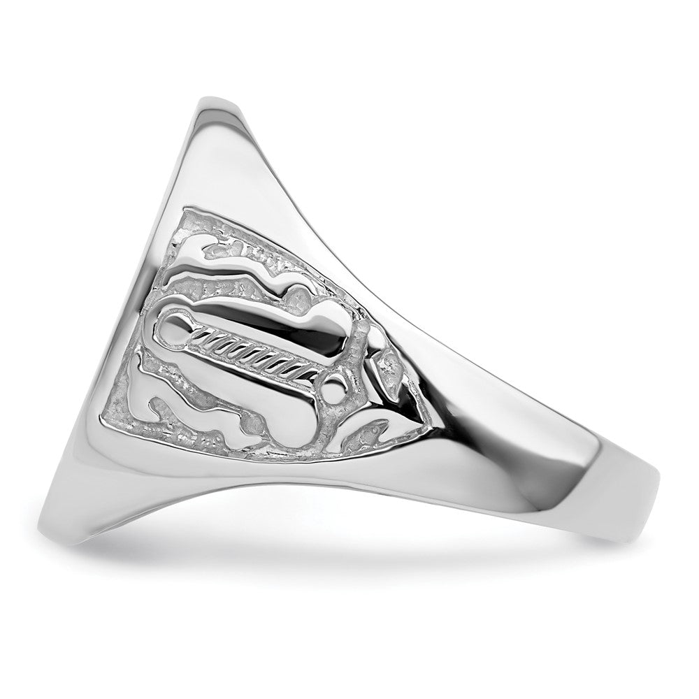14k White Gold Mens Polished and Grooved (No Enamel) Masonic Ring