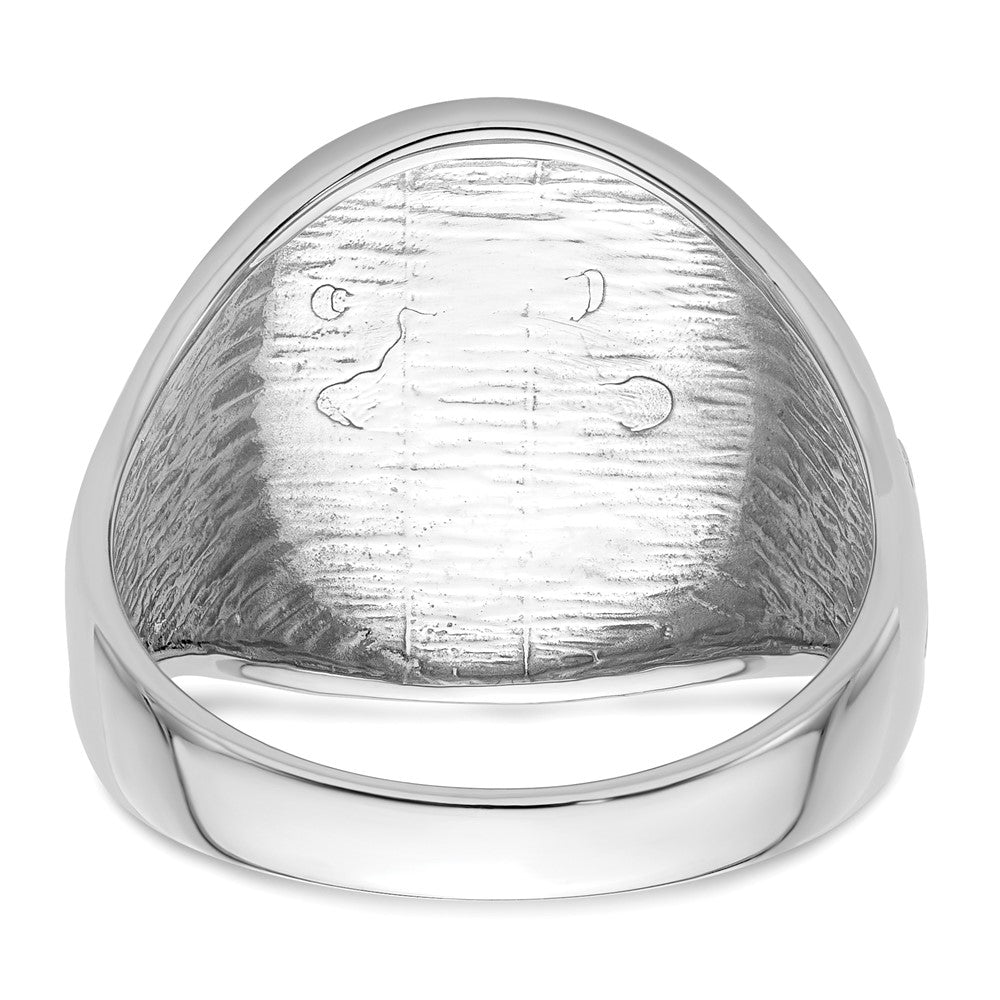 14k White Gold Mens Polished and Grooved (No Enamel) Masonic Ring