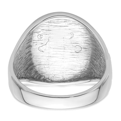 14k White Gold Mens Polished and Grooved (No Enamel) Masonic Ring