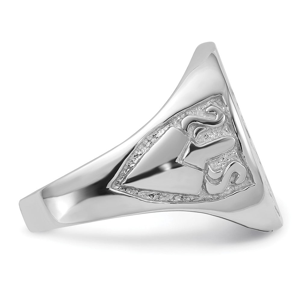 14k White Gold Mens Polished and Grooved (No Enamel) Masonic Ring