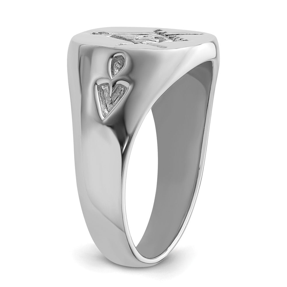 14k White Gold Mens Polished and Grooved (No Enamel) Masonic Ring