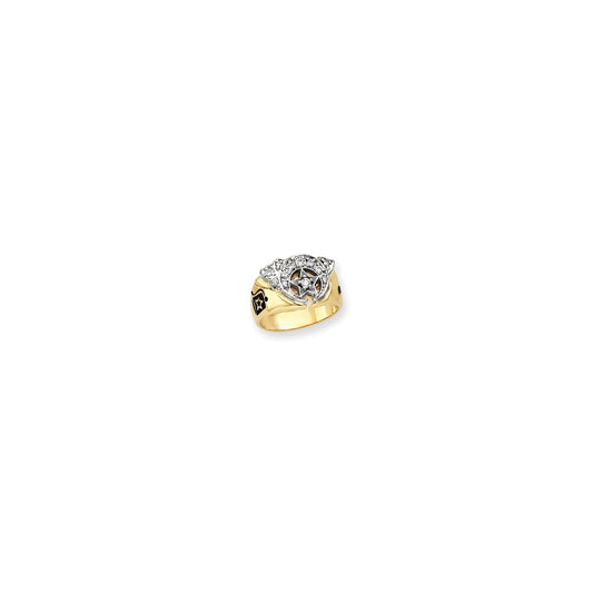 14k Two-tone Gold AAA Diamond mens masonic ring