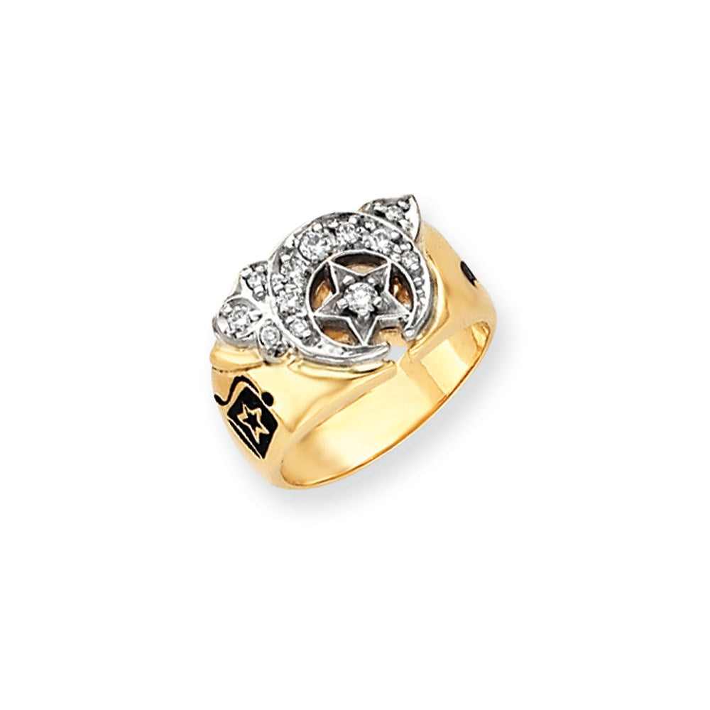 14k Yellow Gold AA Diamond mens masonic ring