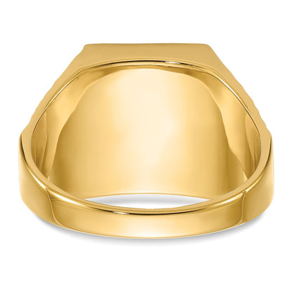 14k Yellow Gold Mens Polished Antiqued and Textured with Imitation Blue Spinel Masonic Ring