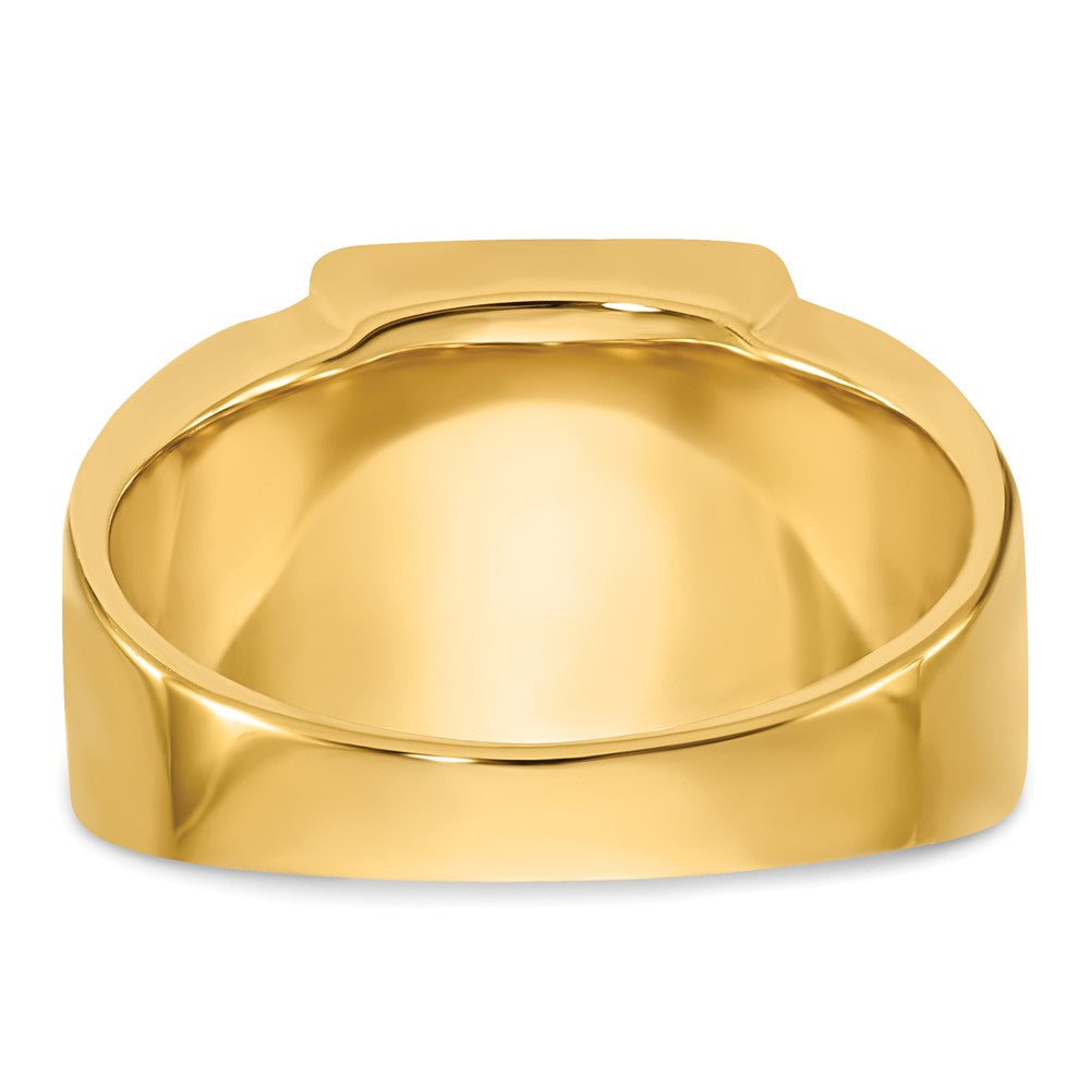 14k Yellow Gold Mens Polished and Textured with Black Enamel and Onyx Masonic Ring